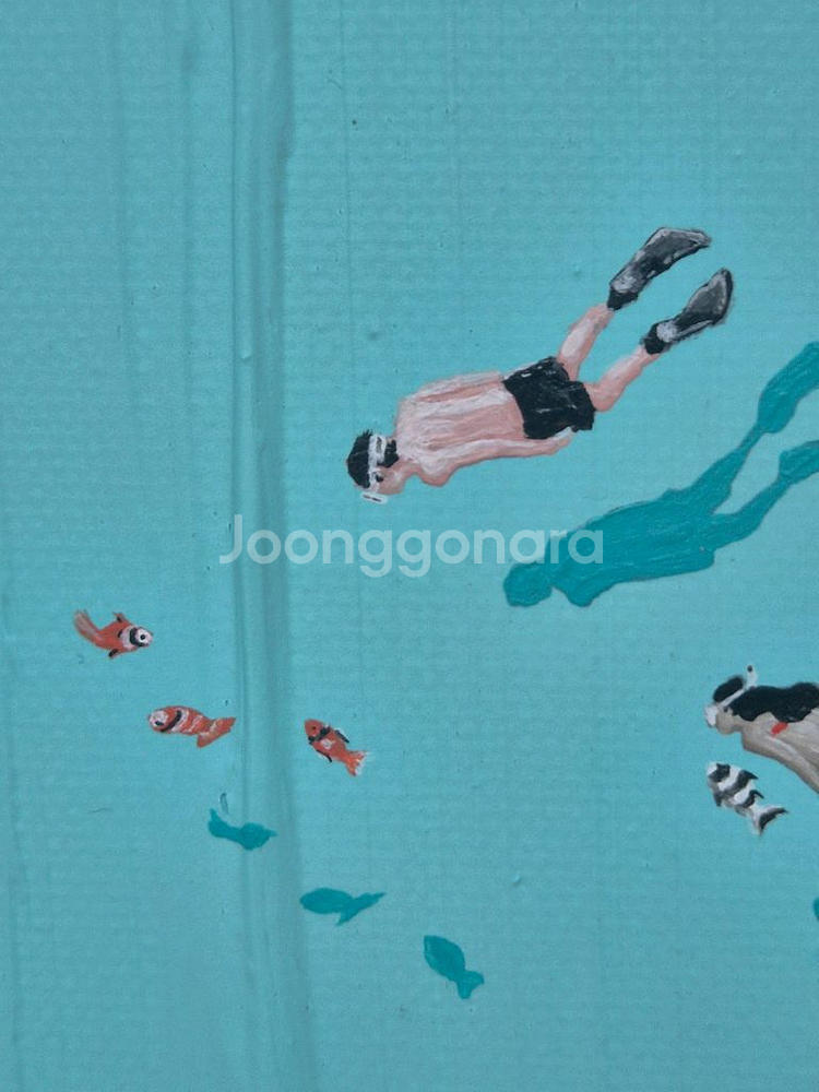 해변 바다 스노클링 그림 인테리어 액자 유화 포스터--4