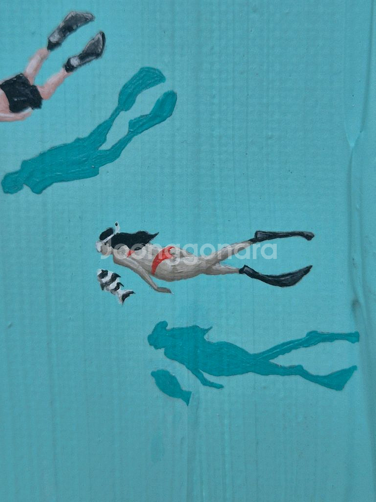 해변 바다 스노클링 그림 인테리어 액자 유화 포스터--5