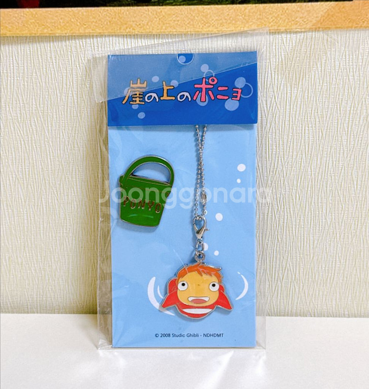 정품 지브리 포뇨 키링 + 양동이 뱃지 set--0