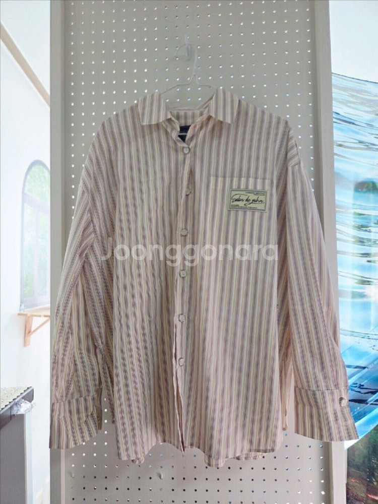 살롱드욘 스트라이프 랩 셔츠 프리 브라운--7