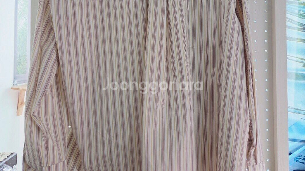 살롱드욘 스트라이프 랩 셔츠 프리 브라운--11