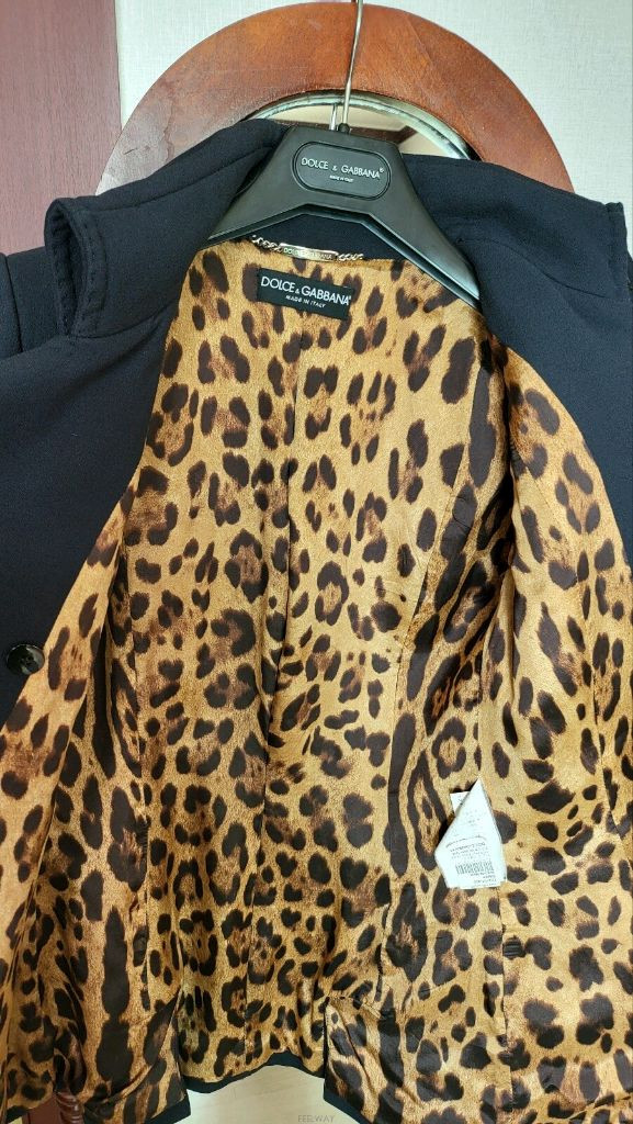 돌체앤가바나 호피 안감 네이비 쟈켓--5