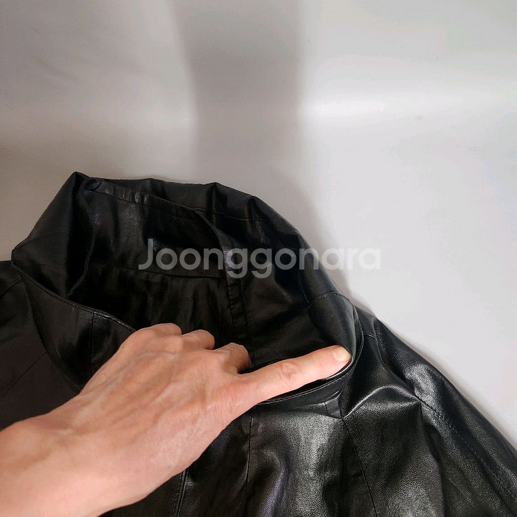 아지오스테파니 하이넥 레더 롱트렌치--2