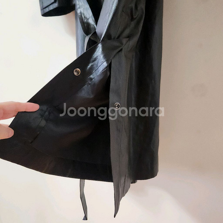 아지오스테파니 하이넥 레더 롱트렌치--6