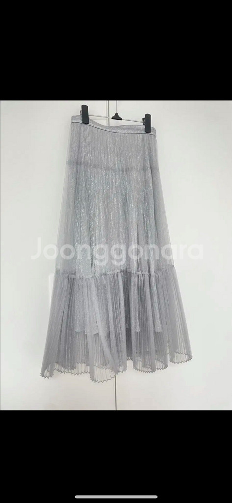 한섬 마인 튤레이어 플리츠 스커트--0