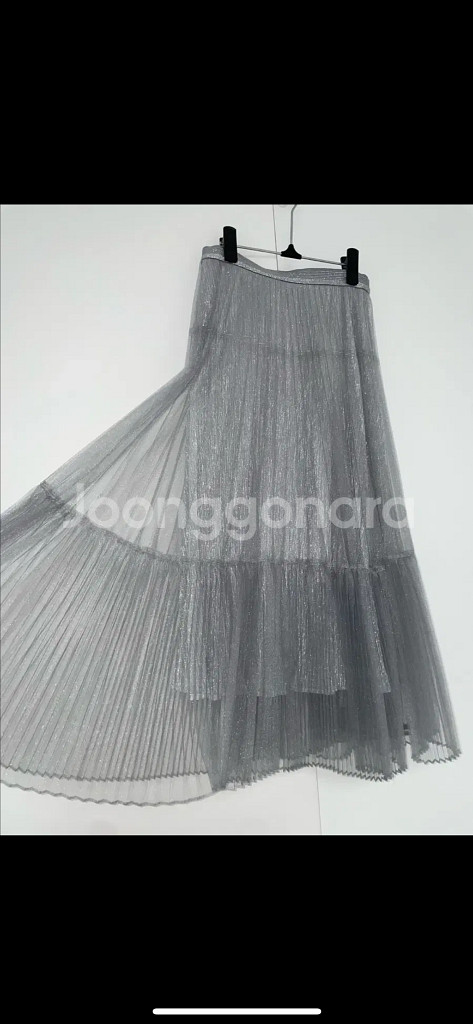 한섬 마인 튤레이어 플리츠 스커트--1