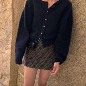 울 체크 스커트