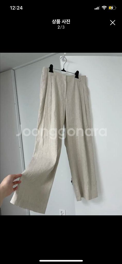 한섬 LATT 래트바이티 린넨 투턱 팬츠--0