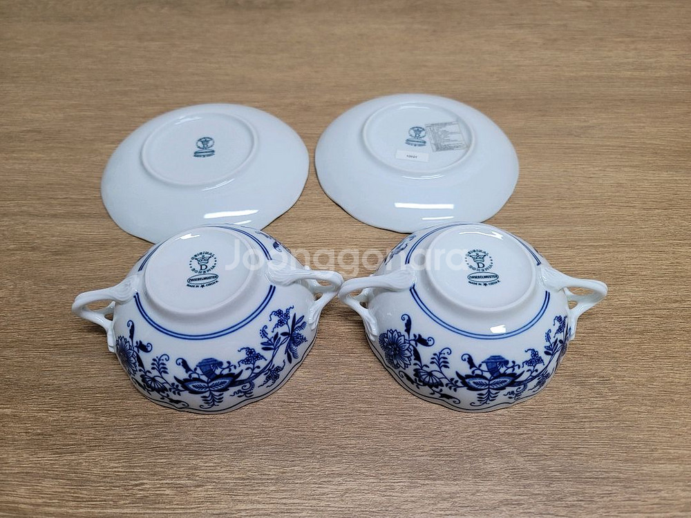 체코 오리지널 쯔비벨무스터 스프볼 +소서 2세트--4
