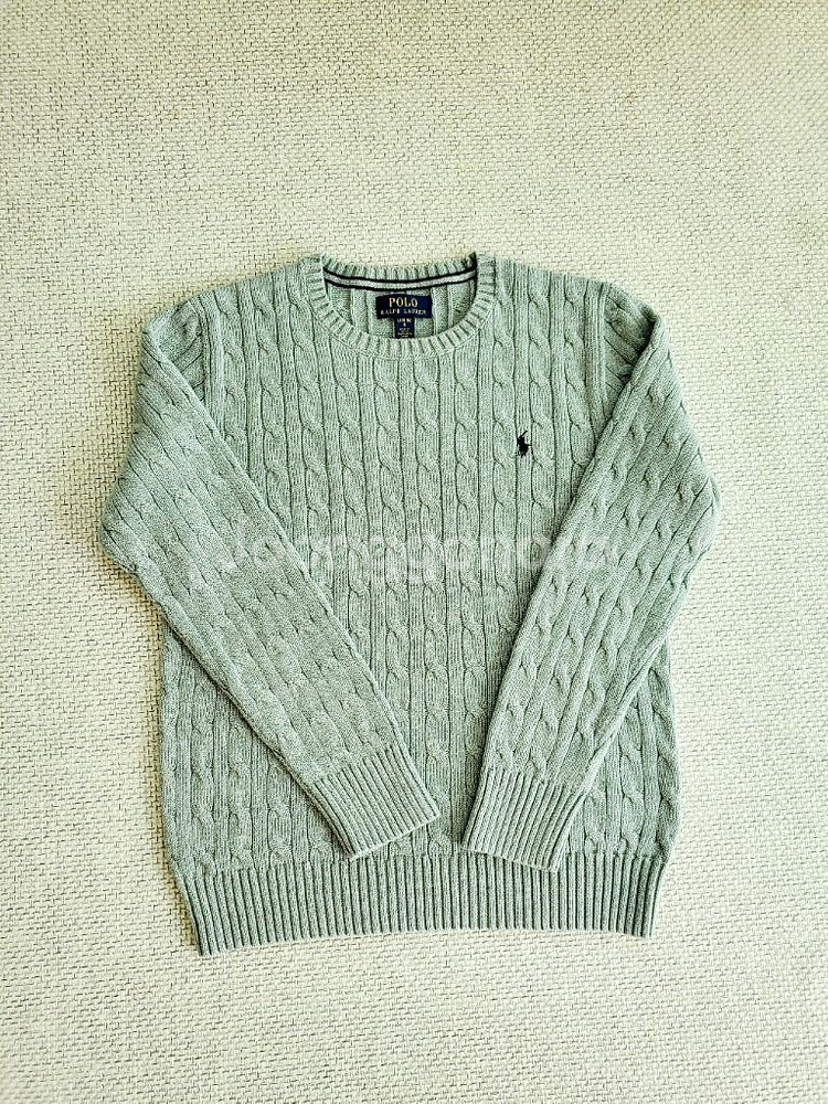 폴로 보이즈 케이블 니트 코튼 스웨터 그레이 L사이즈--0