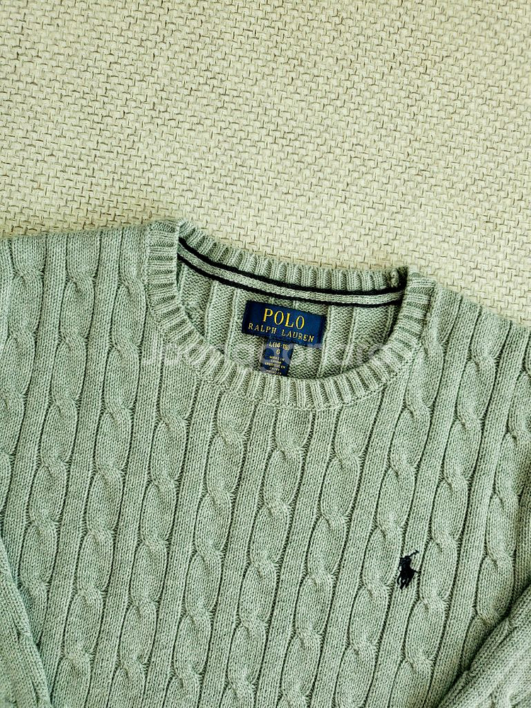 폴로 보이즈 케이블 니트 코튼 스웨터 그레이 L사이즈--2