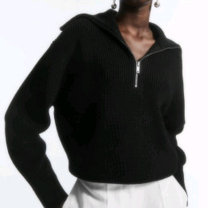 코스 울코튼 하프집업 블랙 S사이즈