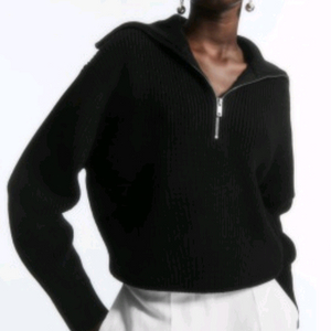 코스 울코튼 하프집업 블랙 S사이즈