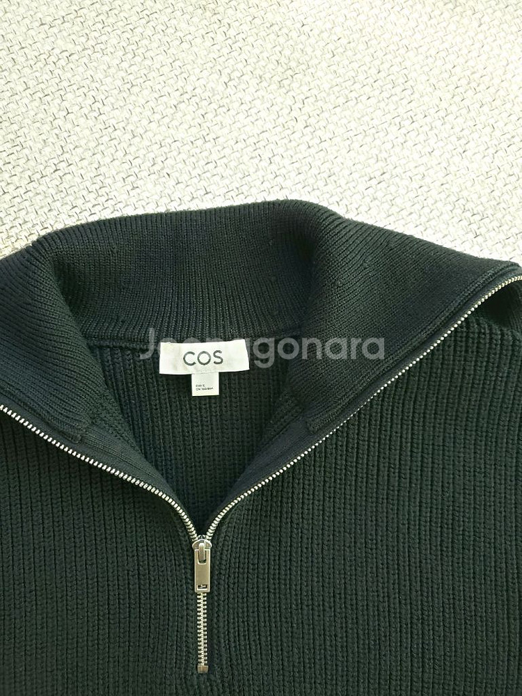 코스 울코튼 하프집업 블랙 S사이즈--2