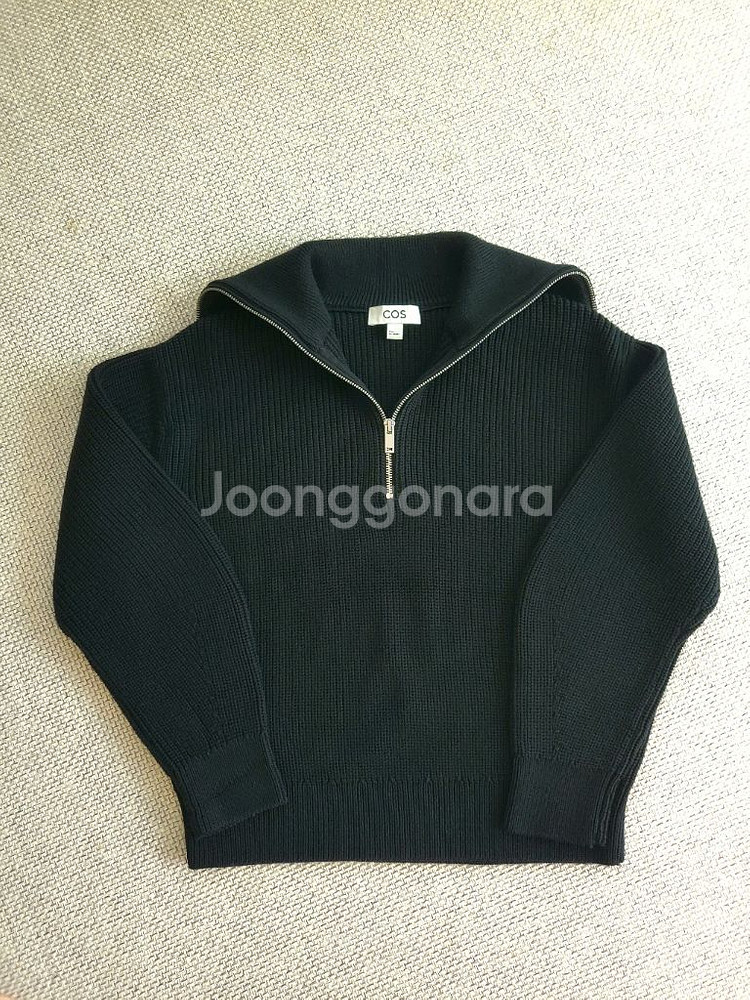 코스 울코튼 하프집업 블랙 S사이즈--1