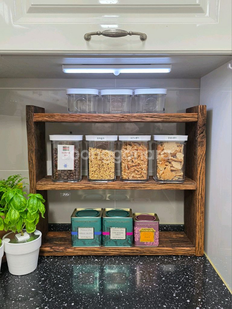 100년이상된 올드오크 고재 빈티지 주방미니선반--7