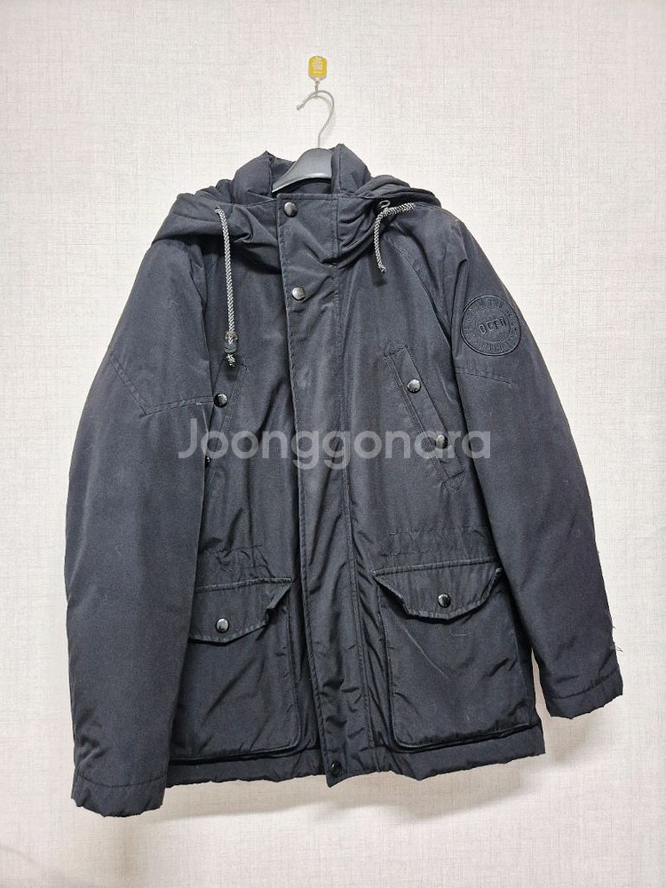 잠뱅이 블랙 후드 패딩 점퍼--0