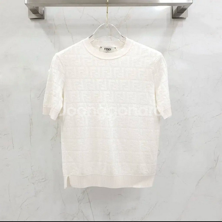 펜디 FF 로고 비스코스 코튼 니트 반팔--0