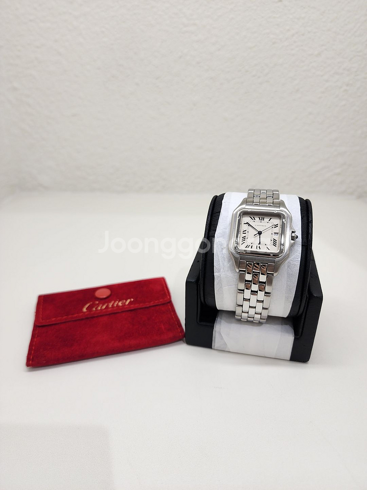까르띠에 1300 팬더 스틸 쿼츠 라지--0