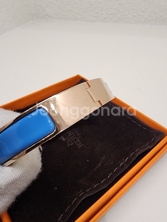 에르메스 블루 메탈 클릭아슈 여성 팔찌 H700001F--5