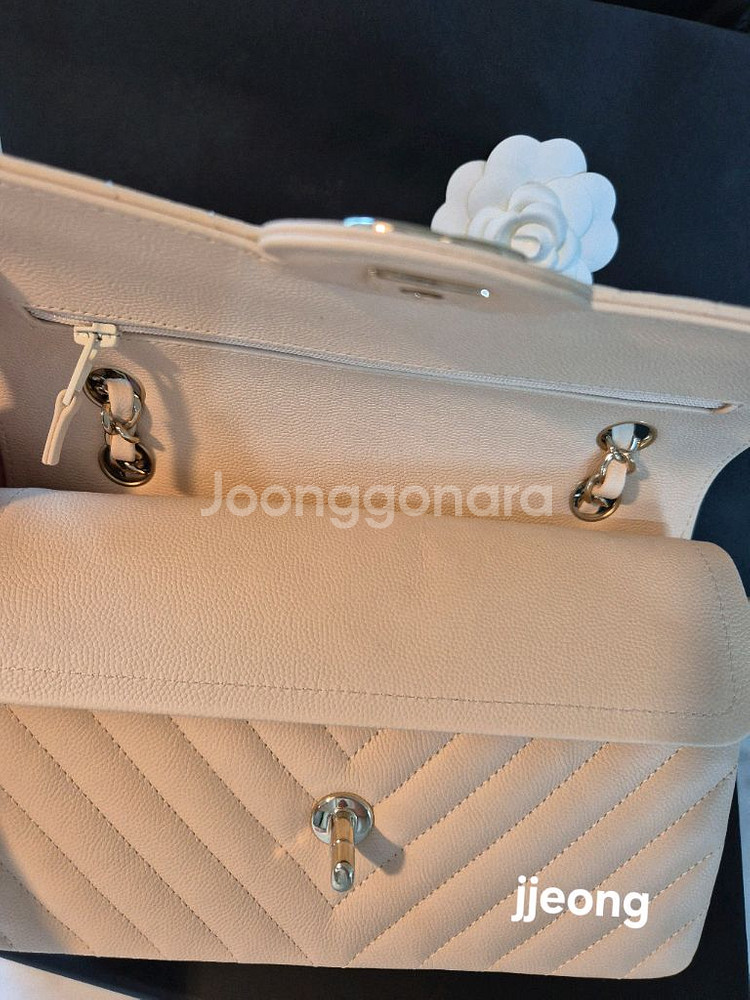 샤넬 클래식 스몰 베이지 쉐브론--6