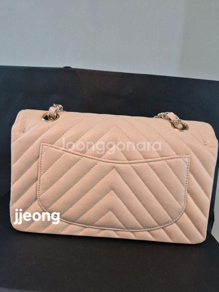 샤넬 클래식 스몰 베이지 쉐브론--4