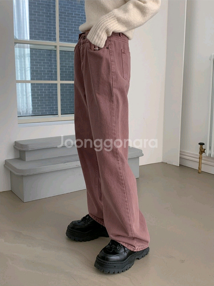 블랙업 핑튼 버튼 와이드 코튼 팬츠 S 인디 핑크 분홍--1