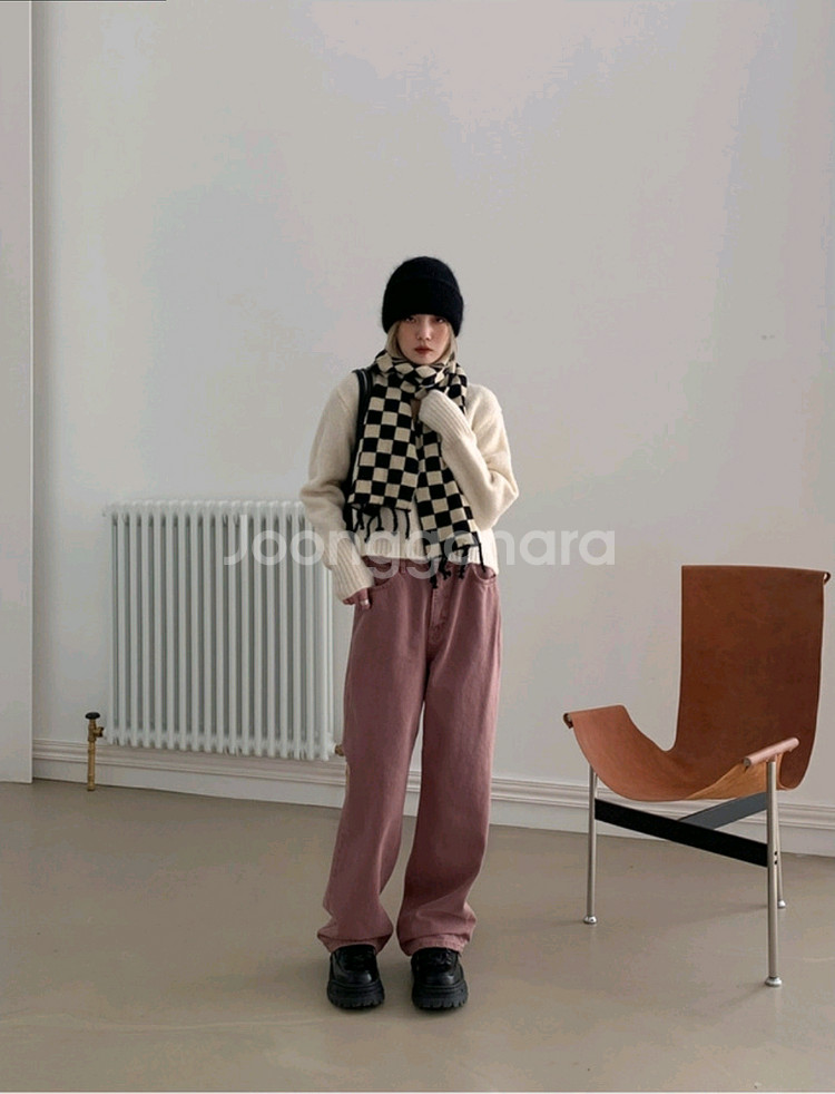 블랙업 핑튼 버튼 와이드 코튼 팬츠 S 인디 핑크 분홍--3