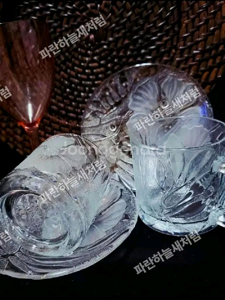 양각꽃무늬머그잔2조세트 유리잔 내용필독!--1