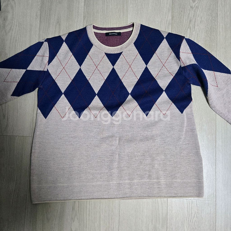 빈폴레이디스 블루 울 블렌드 아가일 니트--4