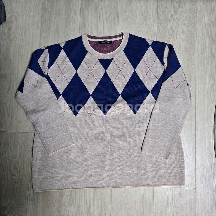 빈폴레이디스 블루 울 블렌드 아가일 니트--3