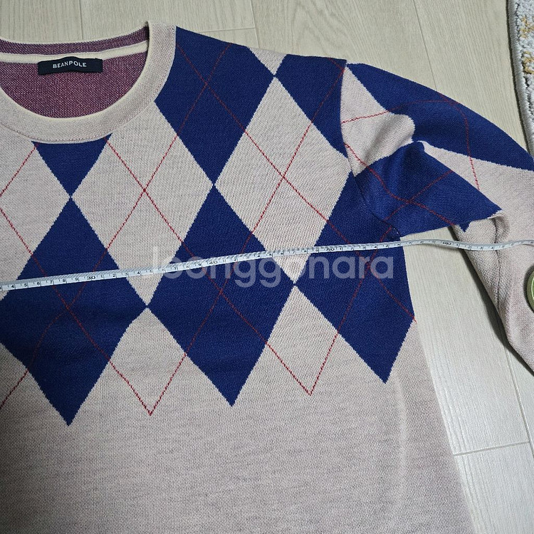 빈폴레이디스 블루 울 블렌드 아가일 니트--8