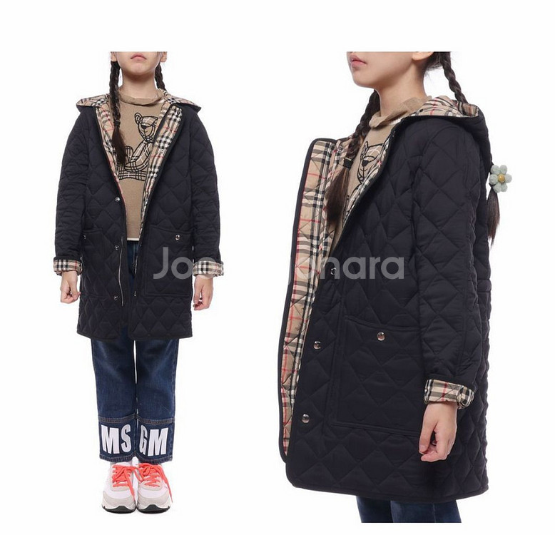 24SS 버버리 키즈 다이아몬 드 퀼팅 후드코트 10y--1