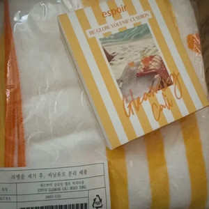 에스쁘아 비글로우 쿠션 21호+글리밍 캘리 비치타올