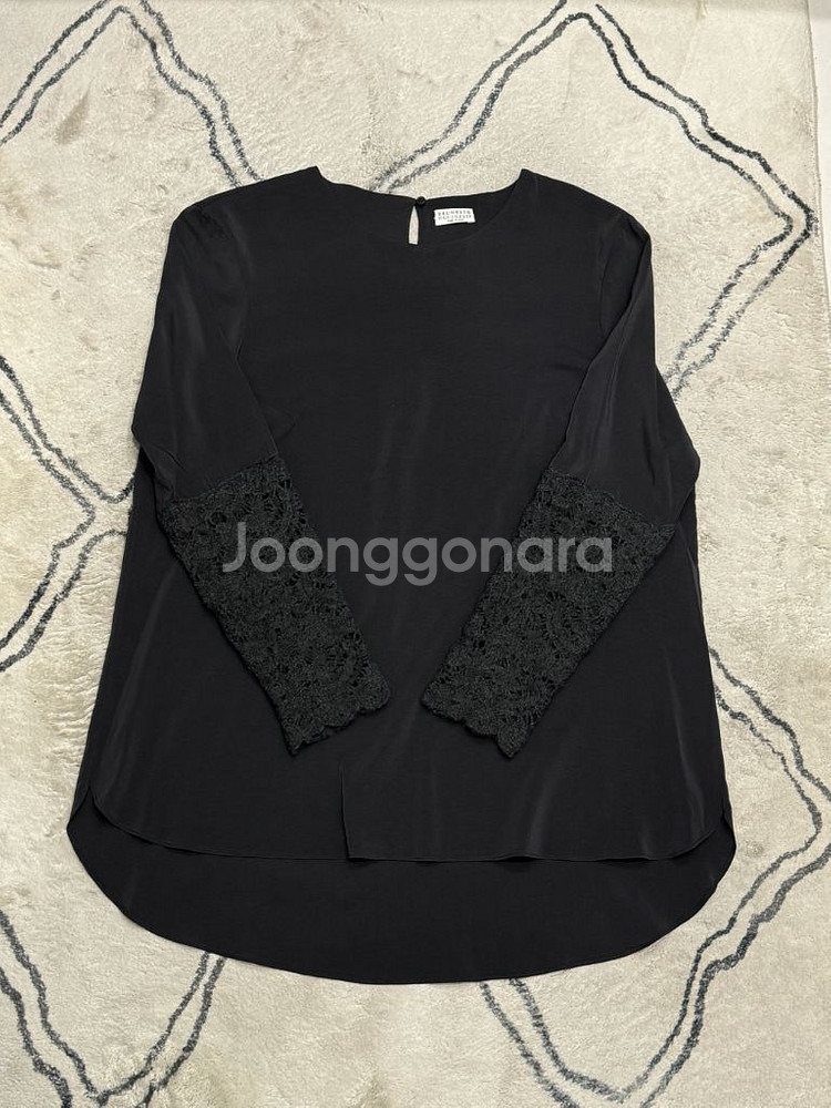 브루넬로 쿠치넬리 롱 슬리브 실크 탑 XL--1