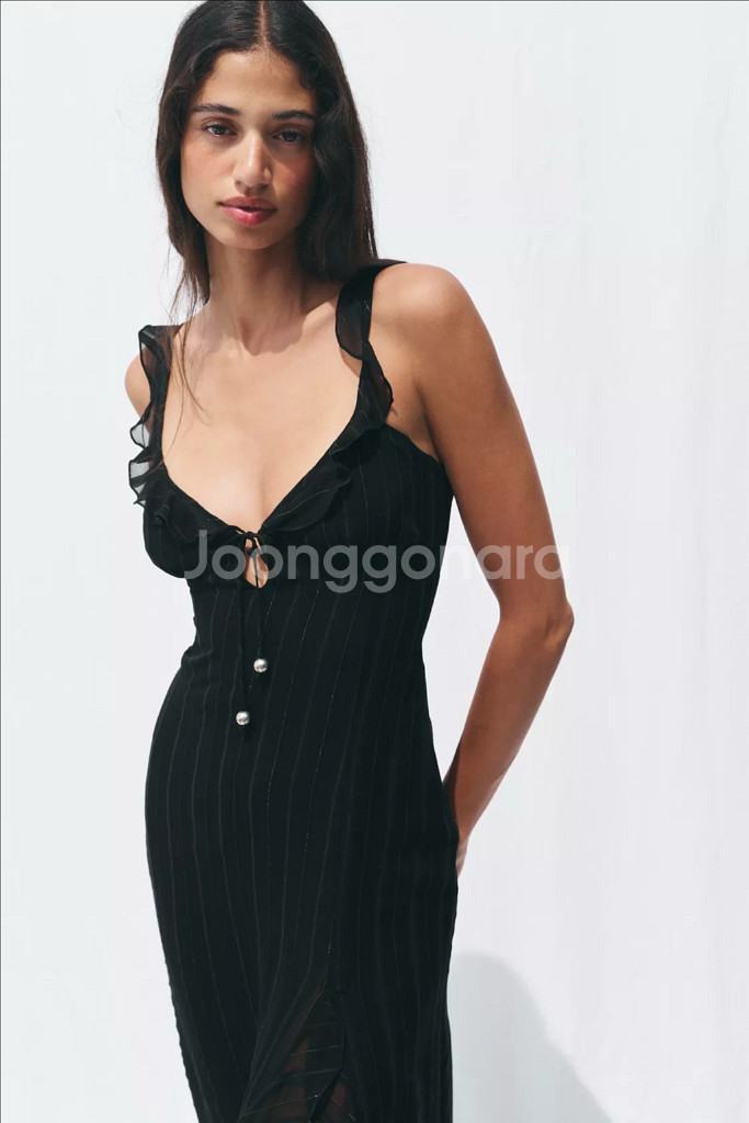 zara 자라 메탈릭 얀 미디 란제리 원피스 새상품--3