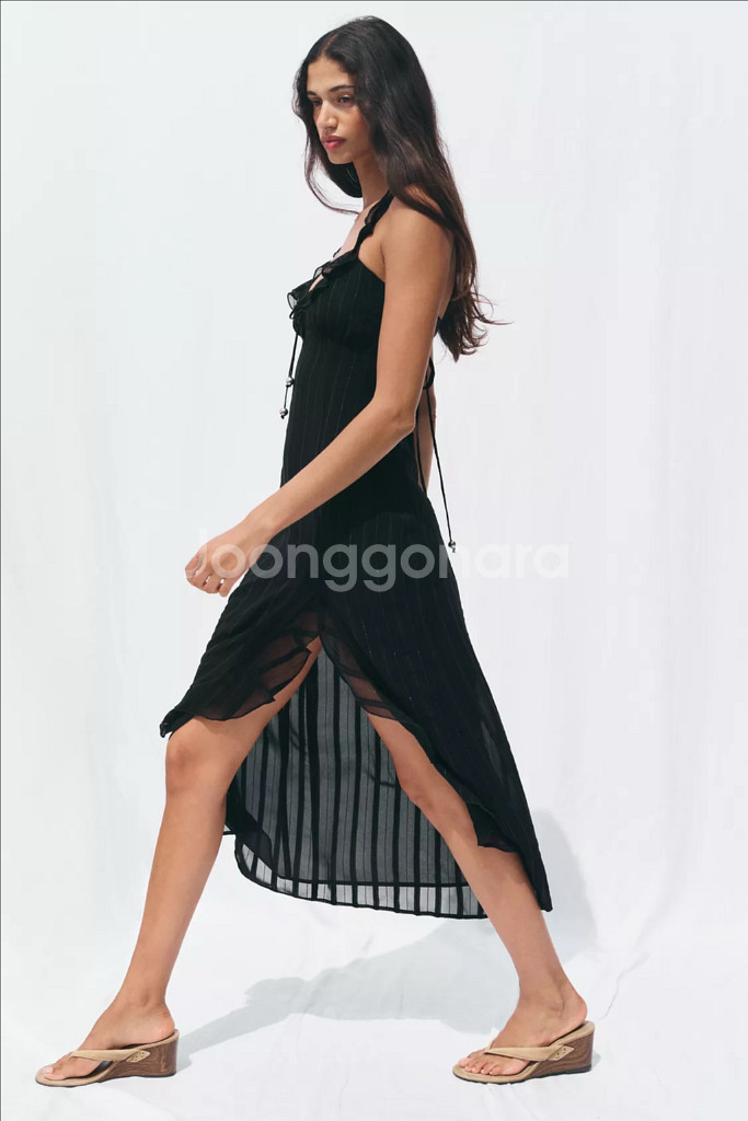 zara 자라 메탈릭 얀 미디 란제리 원피스 새상품--5