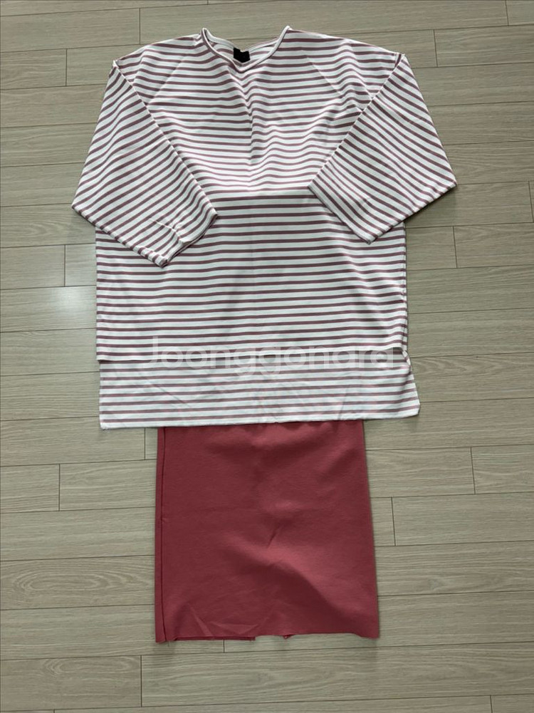 보본 스트라이프 티셔츠&스커트--0