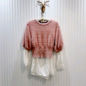 ZARA 인조앙고라퍼 크롭탑 (M)