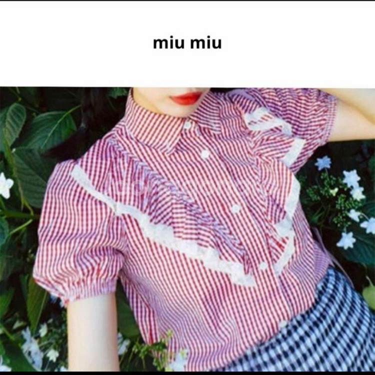 미우미우 체크 블라우스 셔츠--0