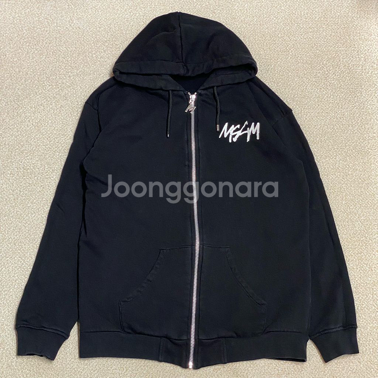 (정품) MSGM 키즈 블랙 기모 후드집업 14Y--0