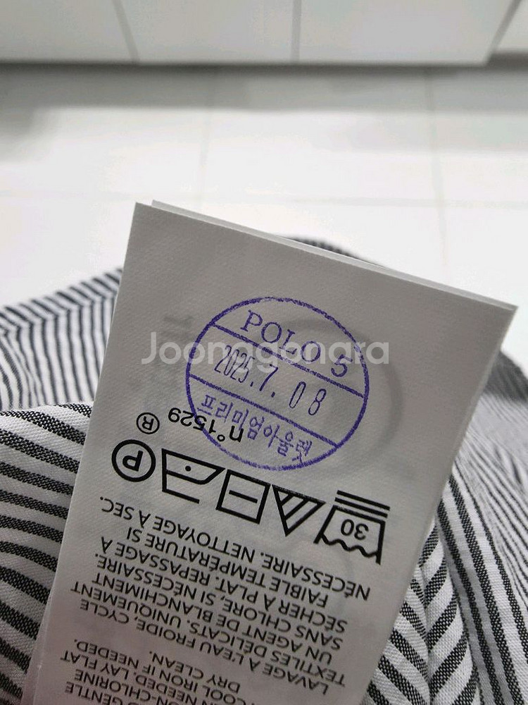 폴로 시어서커 반팔 스트라이프 셔츠 클래식 L--3