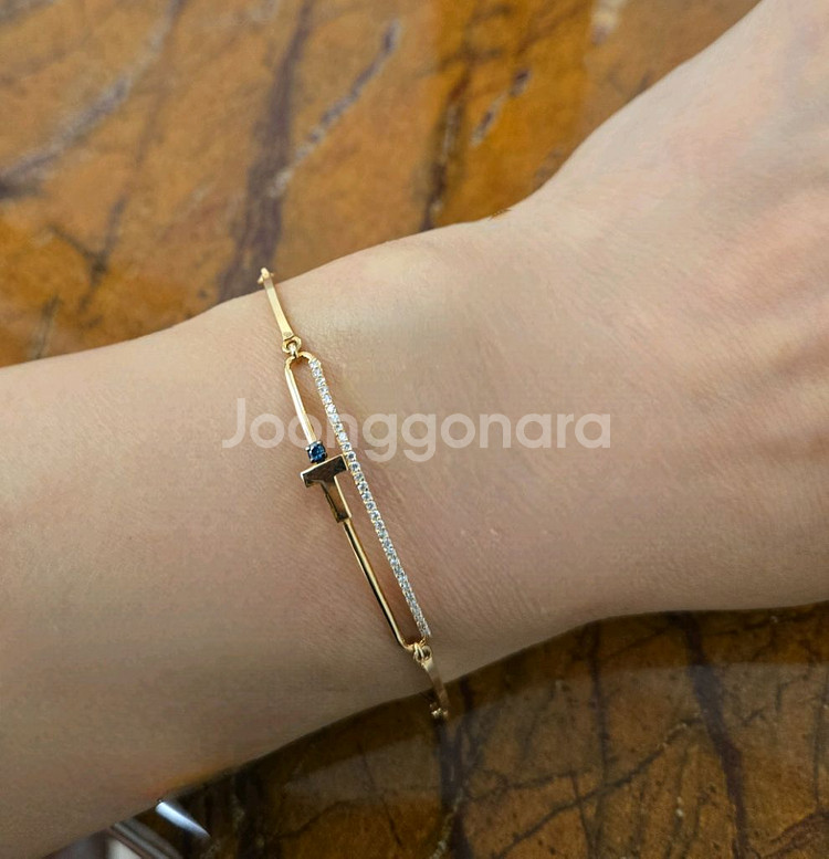 18k 세련된 로즈골드 팔찌--5