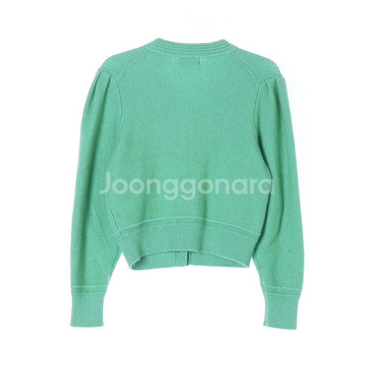 [S]타임 그린 퍼프소매 브이넥 니트 가디건--3