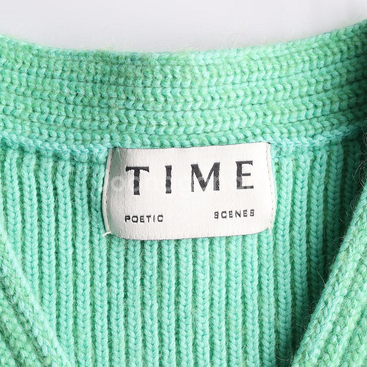 [S]타임 그린 퍼프소매 브이넥 니트 가디건--4