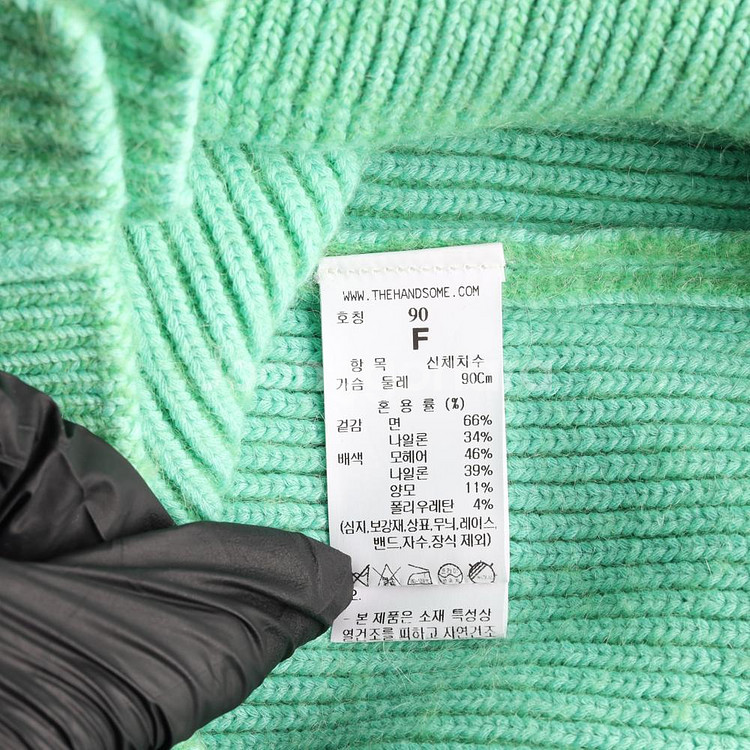 [S]타임 그린 퍼프소매 브이넥 니트 가디건--5