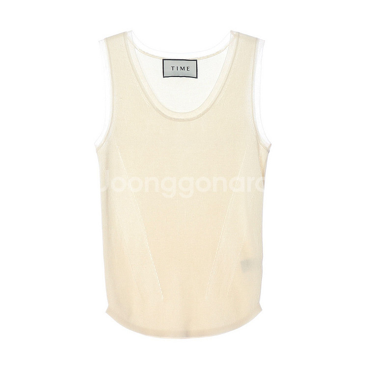 [S]타임 크림 골지 민소매 니트 탑--0
