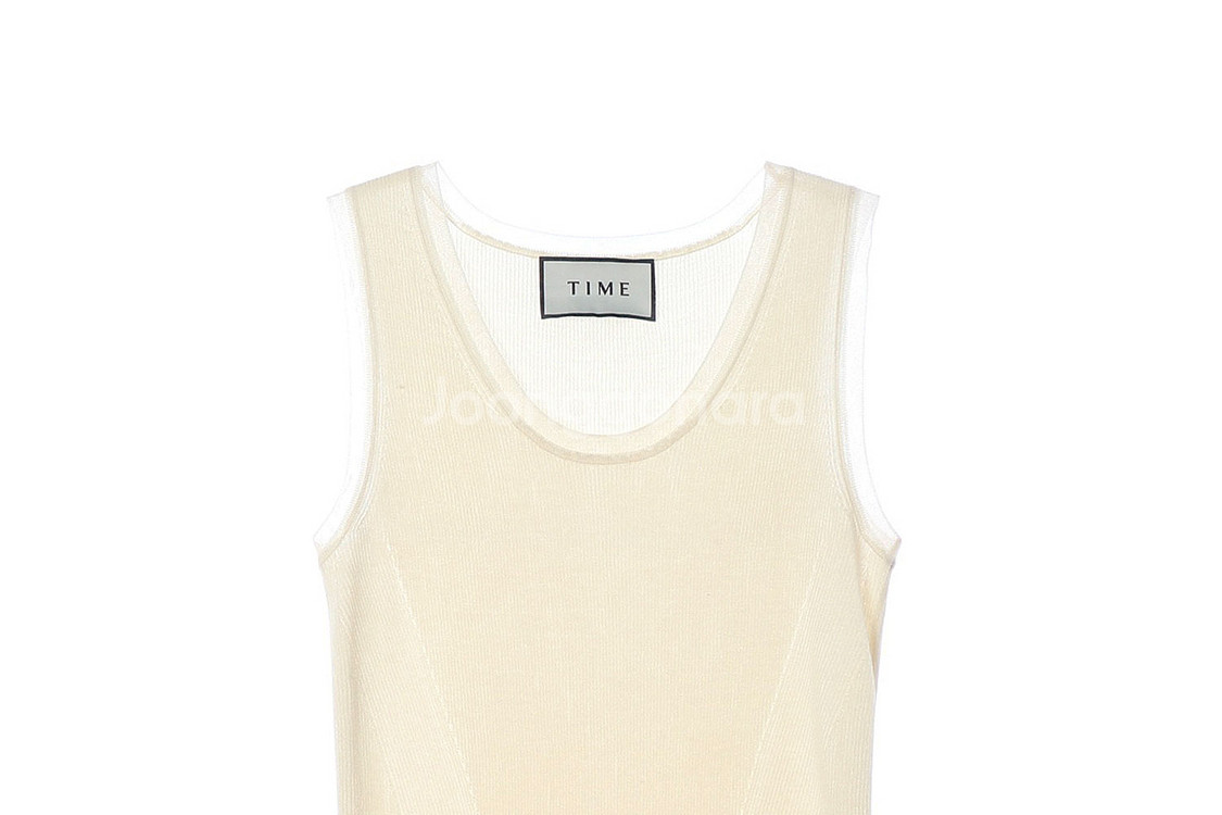 [S]타임 크림 골지 민소매 니트 탑--1