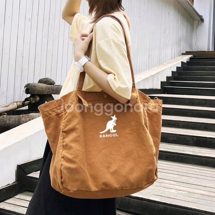 캉골가방 캉골에코백 캉골 대용량 캔버스 숄더백 카멜--1
