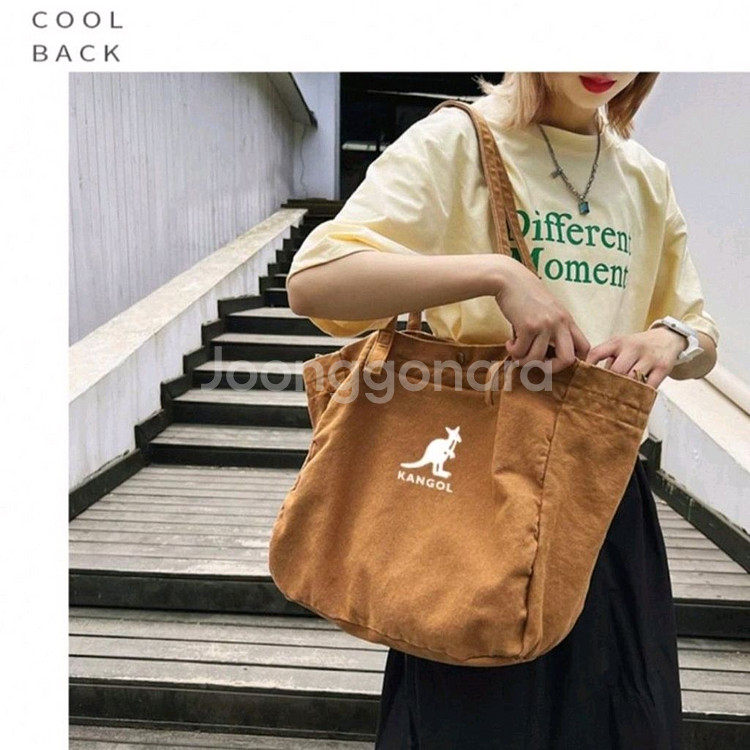 캉골가방 캉골에코백 캉골 대용량 캔버스 숄더백 카멜--2